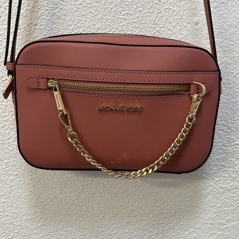 Michael Kors Jet Set Mauve Saffiano Leather Crossbody
